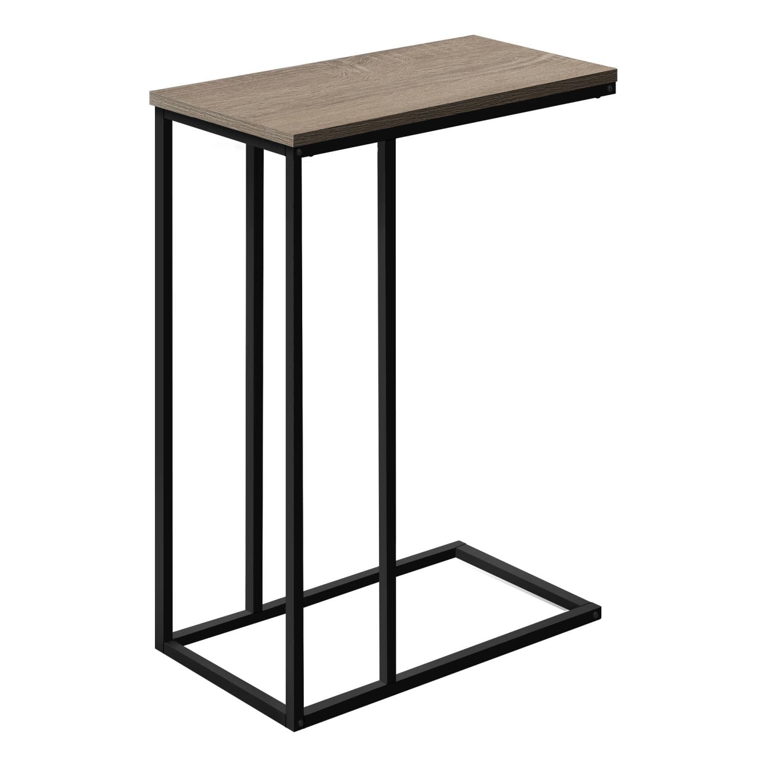 Monarch Specialties 3766 Accent Table, C-shaped, End, Side, Snack, Living Room, Bedroom, Metal, Laminate, Brown, Black, Contemporary, Modern Table-25, 15.75" L x 9.45" W x 24" H, Dark Taupe Wood-Look
